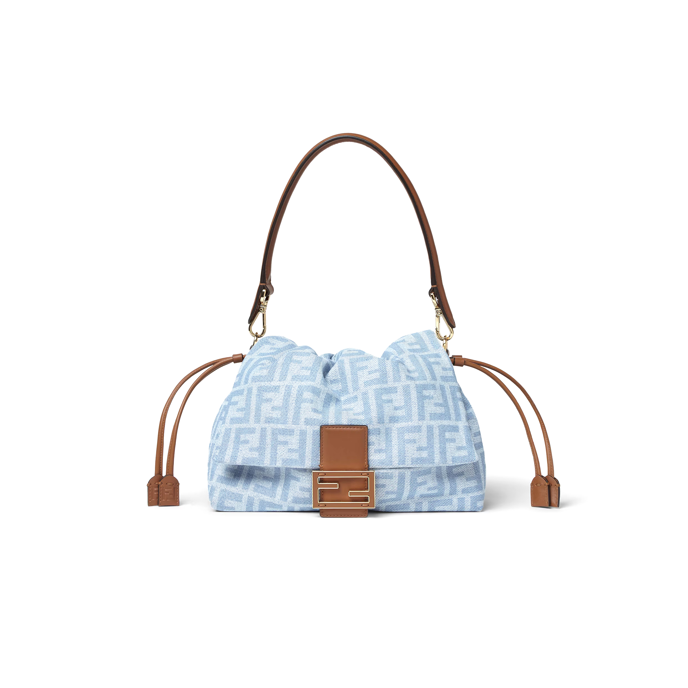 FENDI BAGUETTE SOFT MEDIUM LIGHT BLUE FF DENIM BAG 8BR833AY6QF1WM6 (26.5*18*8.5cm)